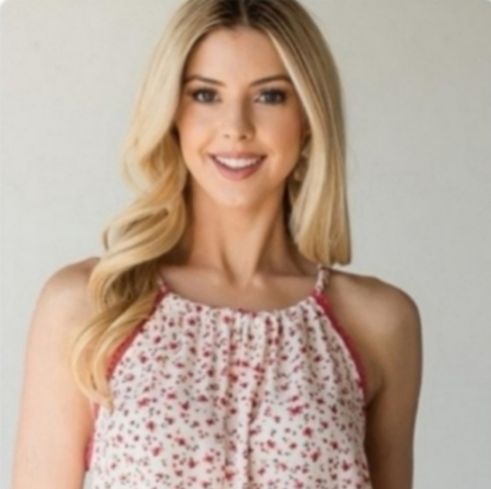 CUTE Floral Ivory Tank Top NEW